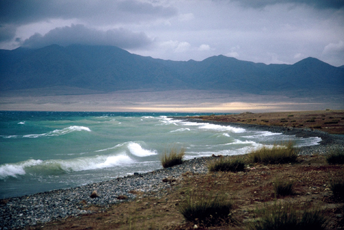 A windy day at Salim Lake (Photograph from:  A Glimpse of Xinjiang)